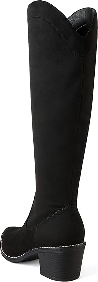 DREAM PAIRS Womens Cowboy Boots, Western Cowgirl Pull On Zipper Chunky Heel Pointed Toe Knee High Boots