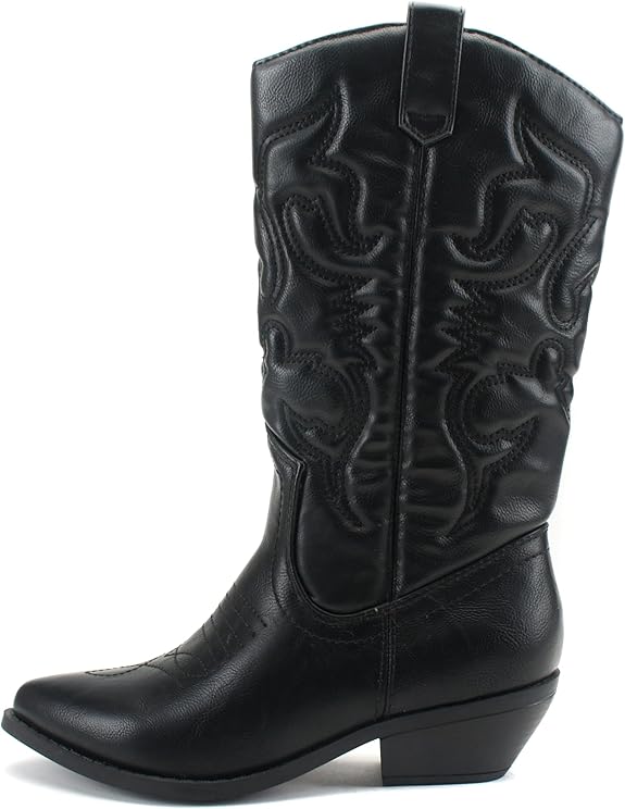 Soda Red Reno Western Cowboy Pointed Toe Knee High Pull On Tabs Boots All-White