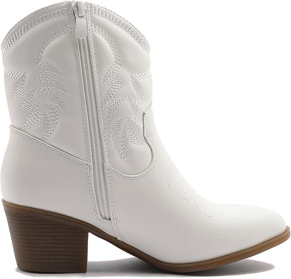 GLOBALWIN Women's Mid Calf The Western Cowboy Boots Fashion Cowgirl Boots For Women Low Heel